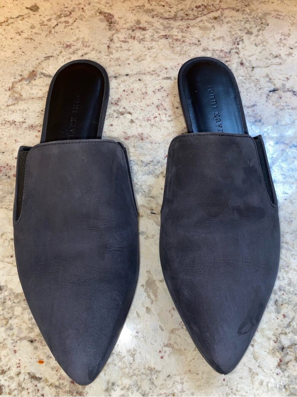 Jenni Kayne $395 Black Oiled Leather Mule EU 39 US 9 EUC